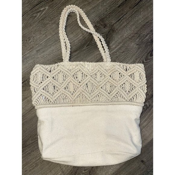 Crocheted Boho Purse Handbag Cream Medium Unbranded - Picture 1 of 6